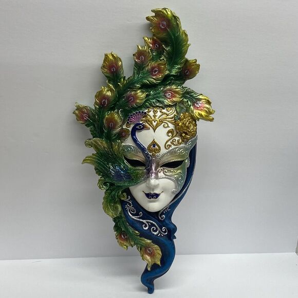 Design Toscano Wall Mask of Venice Peacock 6.5" x 13.5" Mardi Gras - READ - Picture 1 of 14